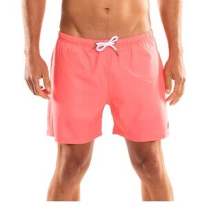 Third Wave Mens Compression Lined 5" Swim Trunks - Coral Pink Pocket Size Medium